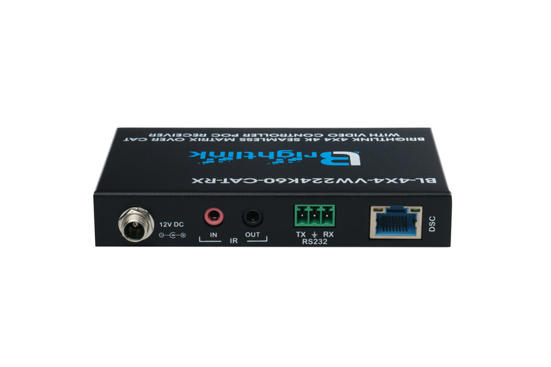 Brightlink 4k60Hz 4x4 Seamless Matrix with 2x2 Video Wall Controller and HDMI / Cat6 out with POE Receivers up to 300ft away - Cascade unto 10x10 Video Walls