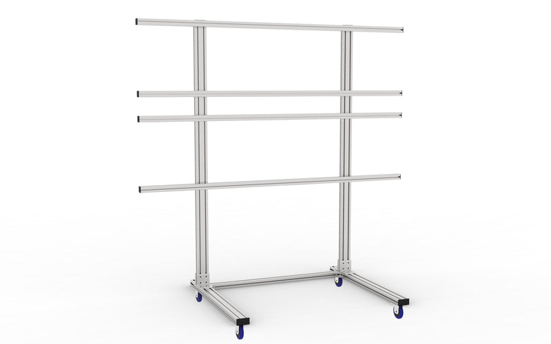 Brightlink’s heavy duty 2x2 mobile video wall stand for most 55” LCD displays in a 2 high by 2 across configuration / 110” diagonally.