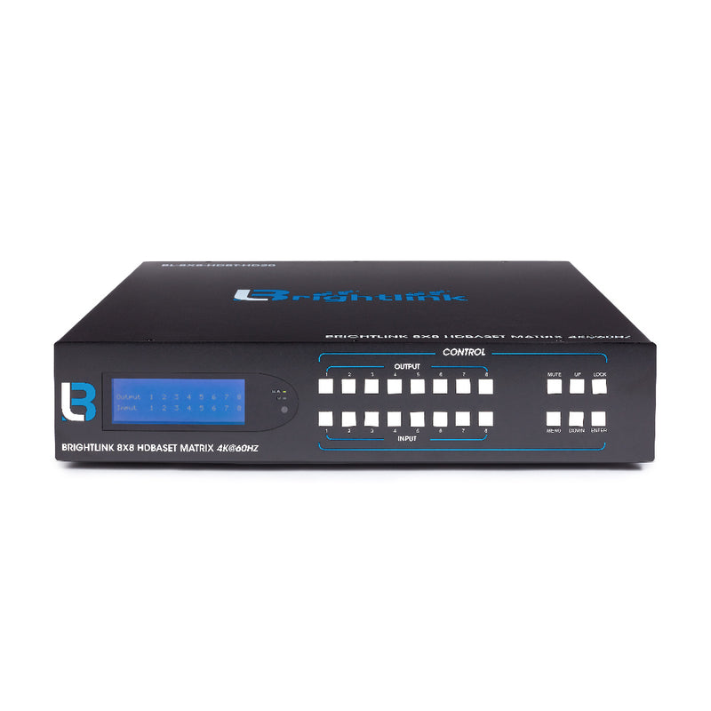 Brightlink Pro Series HDMI 2.0 8x8/8x16/8x24 HDMI / HDBaseT Matrix with 4Kx2K@60Hz, HDR, YUV 4:4:4, 18Gbps, HDCP 1.4/2.2 - APP CONTROL - Distance upto 70m/228ft away | C/W 8 HDBaseT Receivers with 2ea HDMI outputs and POC/POE