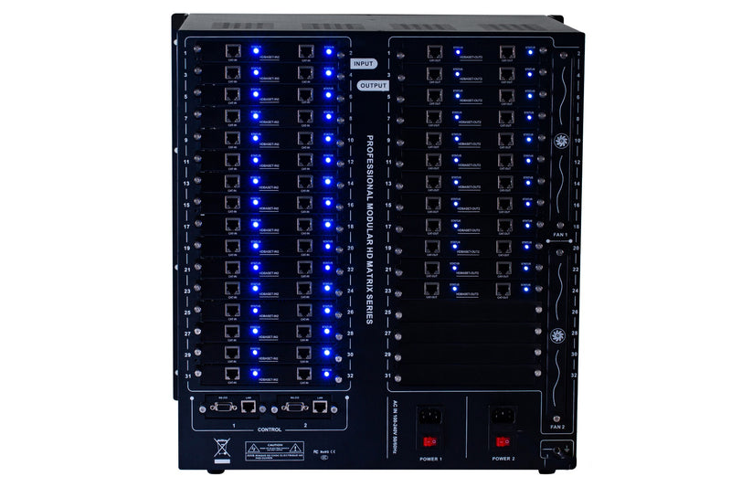 Brightlink PRO-MIX 4K Seamless Modular Matrix in our 32 HDBaseT Input x 24 HDBaseT Output configuration (c/w 24 Receivers over Cat6 Up To 228ft) - Front Panel 7” Touch Screen - Free Brightlink Control APP.7