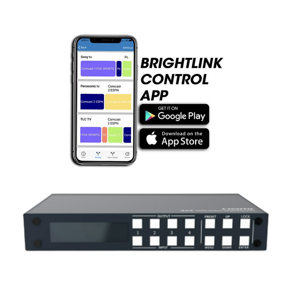 Brightlink New 4x4 HDMI Matrix - Support 4K@60HZ 4:4:4, Downscaler  (Model # BL-4X4-HD20-A)