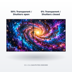 BLAV Phantom Series 5.5m wide x 3m high (18.04 ft wide x 9.84 ft high) P3.91 Transparent Outdoor Rental LED Display