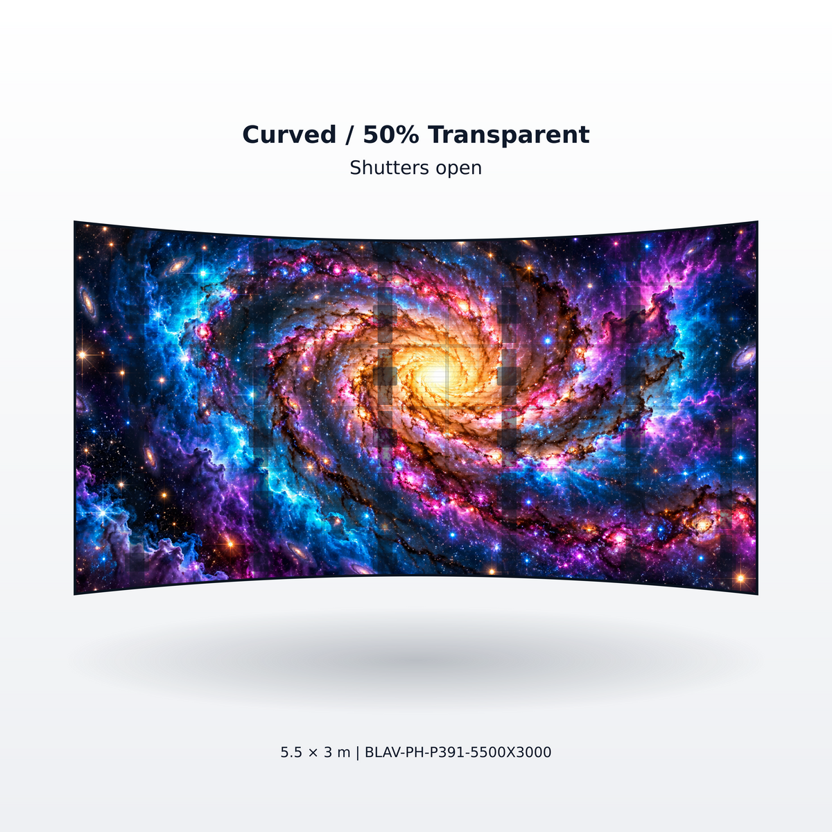 BLAV Phantom Series 5.5m wide x 3m high P3.91 Transparent Outdoor Rental LED Display