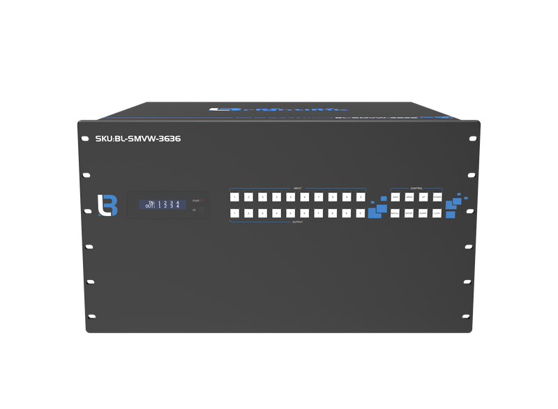 Brightlink's NEW 4K@60Hz/HDMI 36x36 Modular Seamless Switching Matrix with built in Video Wall Controller with up to 36 output channels (4K@60Hz HDMI 36 Input / 36 HDMI Out)