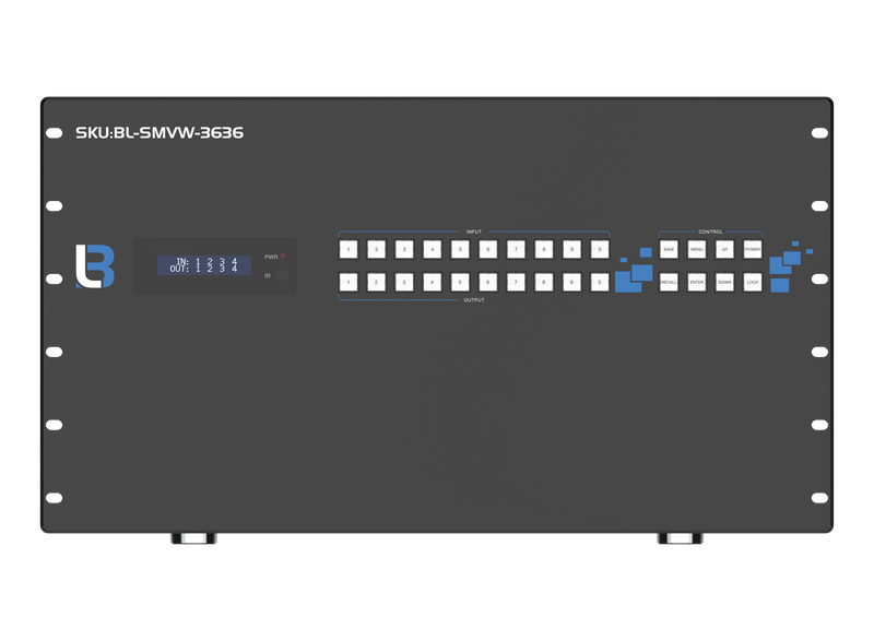Brightlink's NEW 4K@60Hz/HDMI 36x36 Modular Seamless Switching Matrix with built in Video Wall Controller with up to 36 output channels (4K@60Hz HDMI 36 Input / 36 HDMI Out)