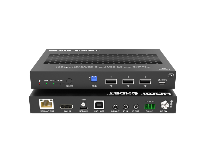 Brightlink 4K60 HDBaseT 3.0 230ft/70m HDMI/USB-C Extender with USB, IR & RS-232