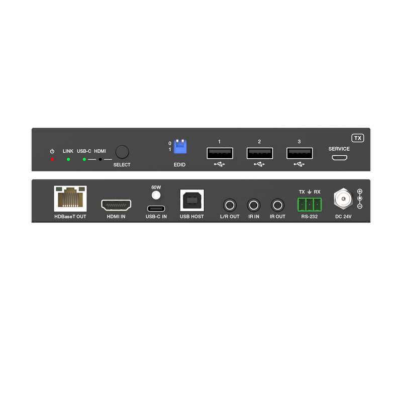 Brightlink 4K60 HDBaseT 3.0 230ft/70m HDMI/USB-C Extender with USB, IR & RS-232
