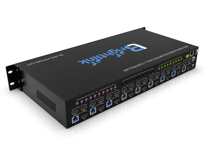 Brightlink 4k 9x9 Seamless Matrix with 3x3 Video Wall Controller and HDMI / Cat6 out with POE Receivers