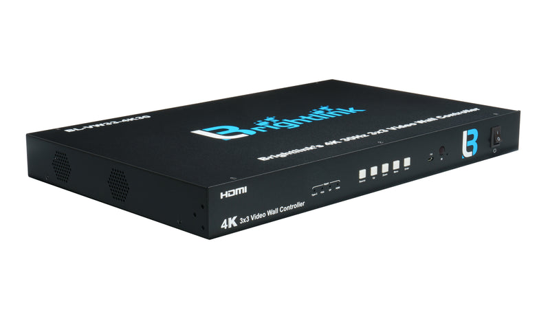 Brightlink’s New 4K UHD 3x3 Video Wall Controller - 1 input to 9 Displays with USB TYPE-C Cable /VGA / DP/ Dual HDMI input. Create 2x3, 3x2, 3x3, 2x4, 4x2, and cascade addition controls to create up to 10x10 Video Walls