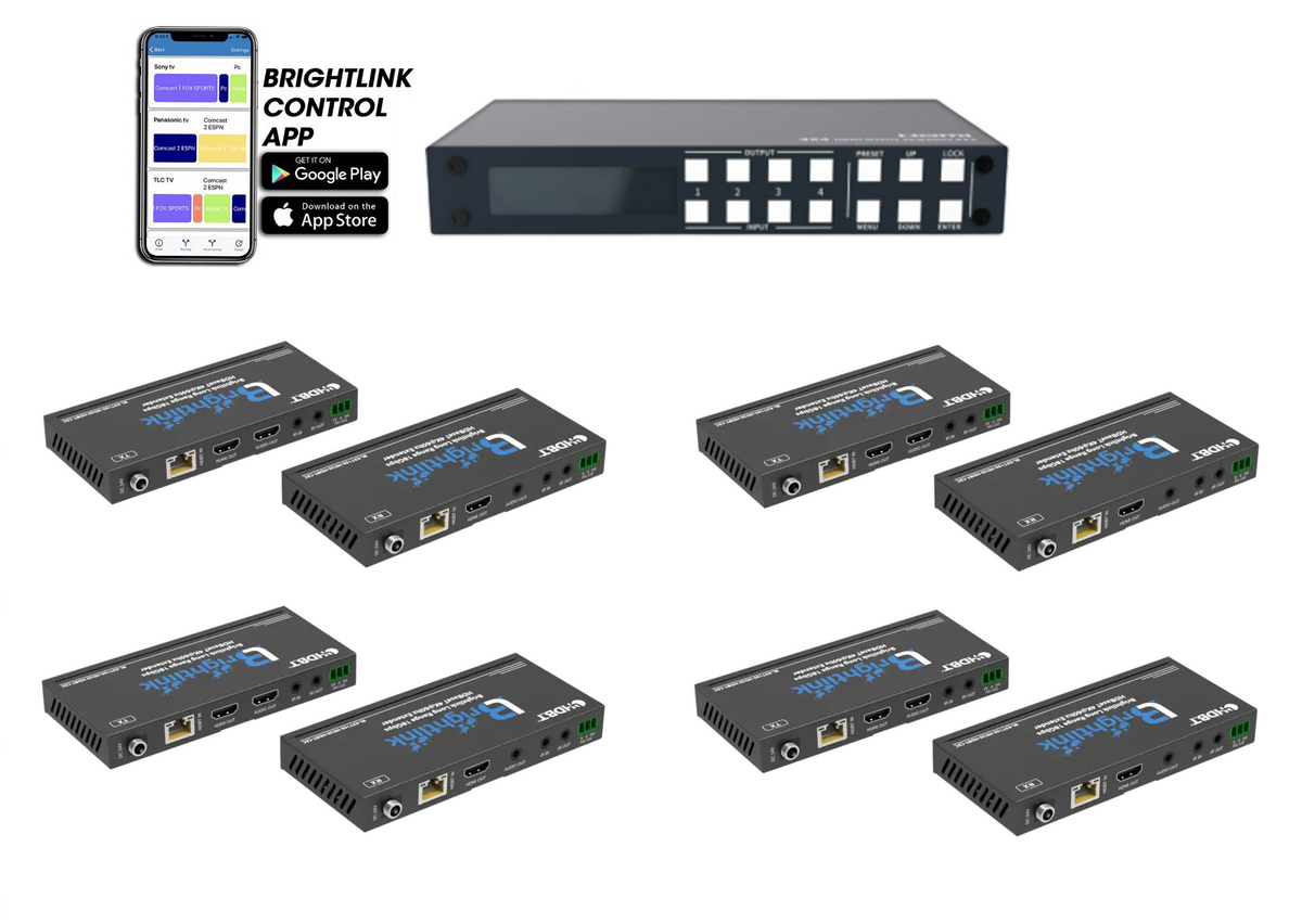 Brightlink New 4x4 HDMI Matrix - Support 4K@60HZ 4:4:4, Downscaler