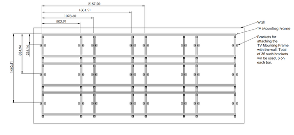 Brightlink's Custom 2x4 Aluminum Mounting Set for 65" Bezel free TV's