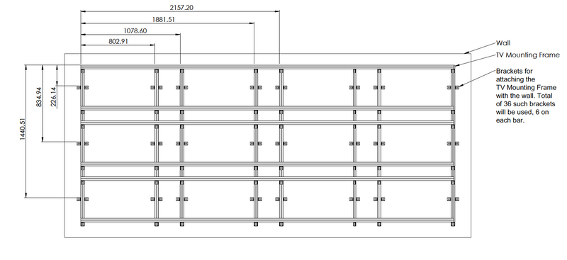 Brightlink's Custom 2x4 Aluminum Mounting Set for 65" Bezel free TV's