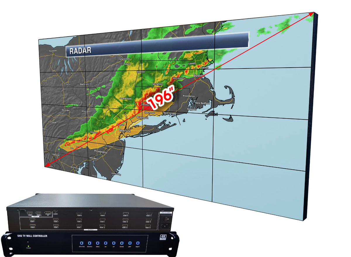 225” 4K Video Wall Package | 5x5 55” Displays & Modular Controller