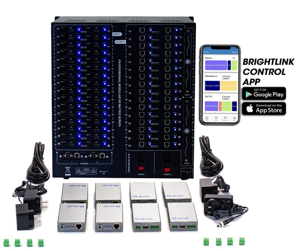 Brightlink New PRO-MIX Multi Function Seamless 32x32 HDMI in / HDbaset out over Cat5/Cat6 Matrix Switcher with high performance 4K resolutions