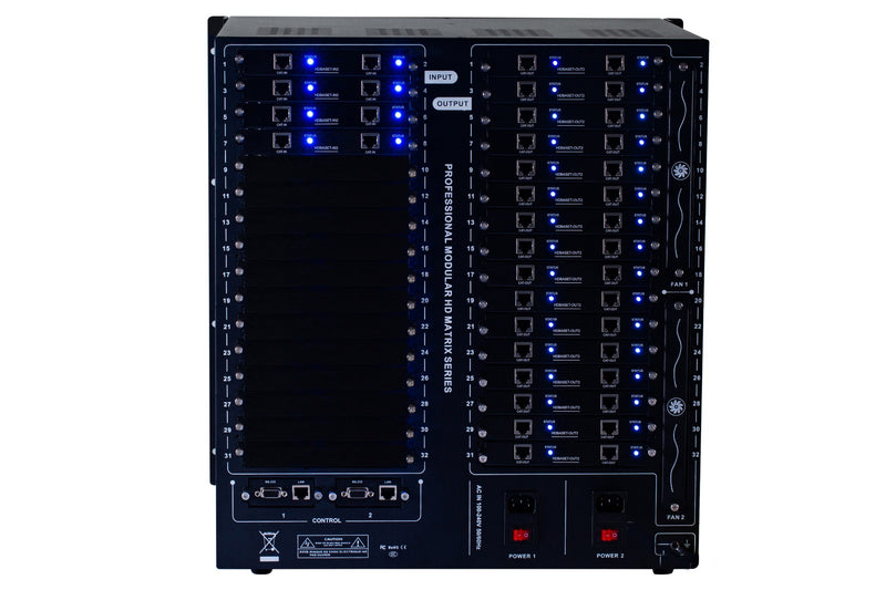 Brightlink PRO-MIX 4K Seamless Modular Matrix in our 8 HDBaseT Input x 32 HDBaseT Output configuration (c/w 32 Receivers over Cat6 Up To 228ft) - Front Panel 7” Touch Screen - Free Brightlink Control APP.7