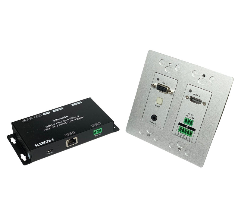 Brightlink's New 4K HDBaseT / HDMI 2.0 HDR10 - 2 Gang Wall Plate Extender over Single Cat6 Cable with distances up to 70m/228ft &  2 way POE / POC, IR, and RS232