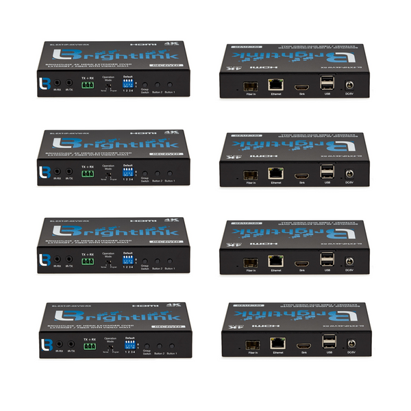 Brightlink HDMI over IP Matrix system package with 4 Inputs (Transmitters) x 4 Outputs (Receivers). ***No gigabit switch included.